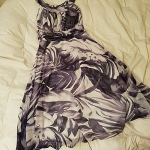 Connected Apparel classy/vintage-look purple & white summer evening dress